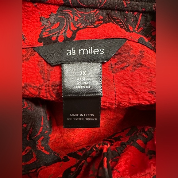 Ali Miles 3/4 Sleeve Paisley Print Button Front Tunic Top size 2X New with tag - Picture 4 of 8